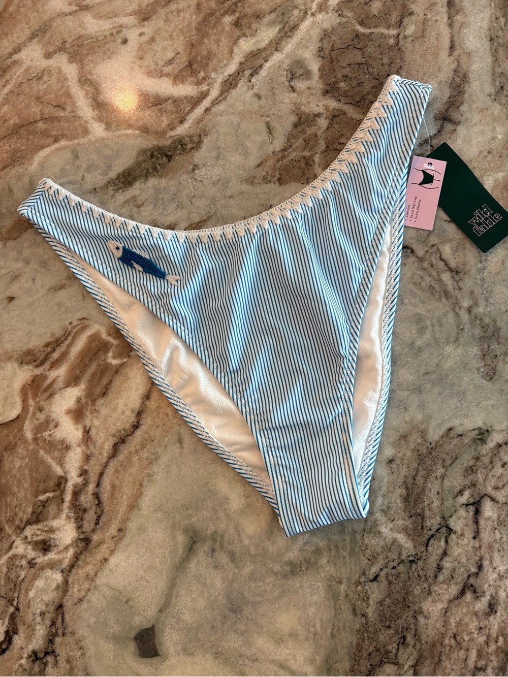 Wild Fable Striped Bikini Bottoms Sardine Cheeky Low Rise High Cut Swimsuit